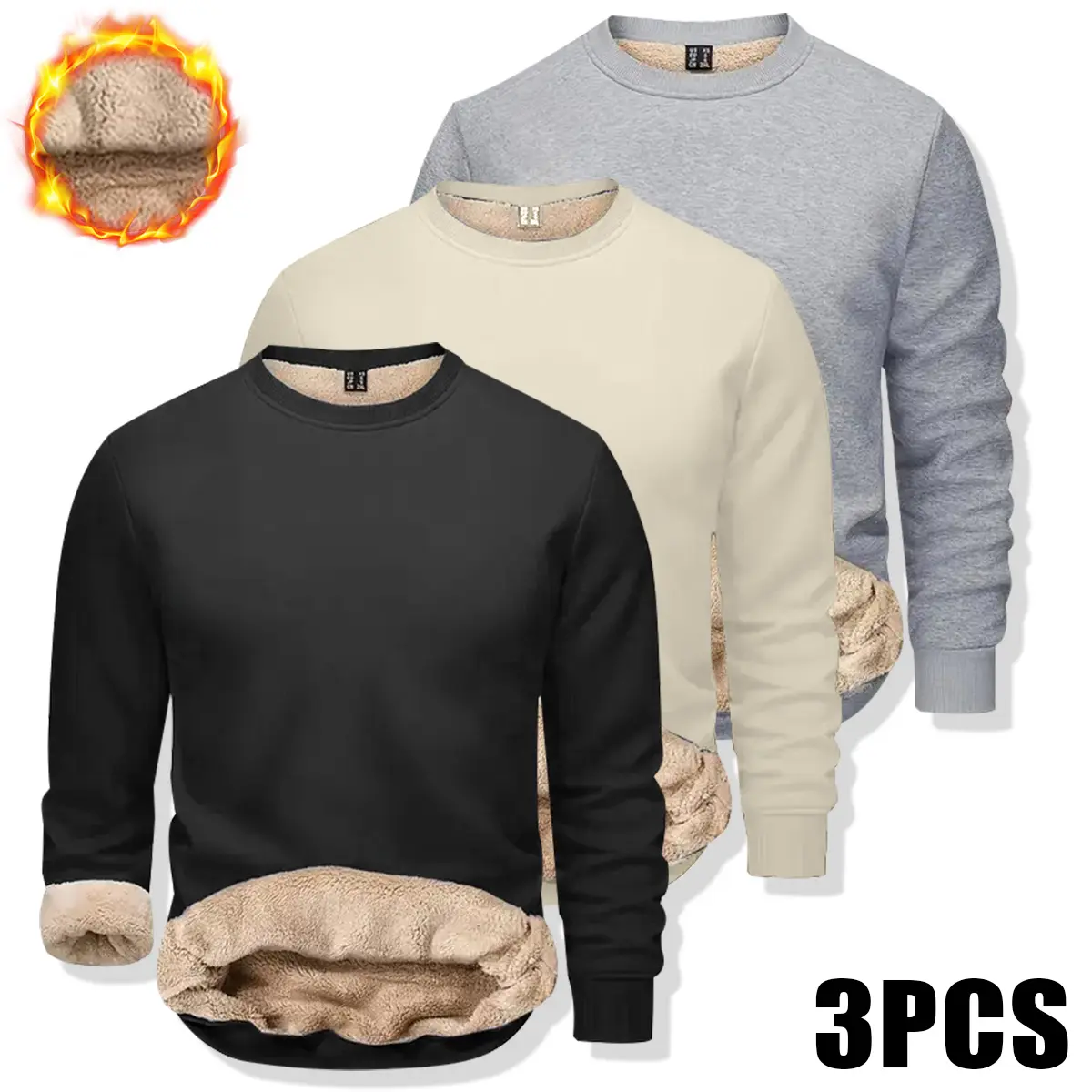 Men's Fitted Crewneck Sweatshirts, Faux-Fleece