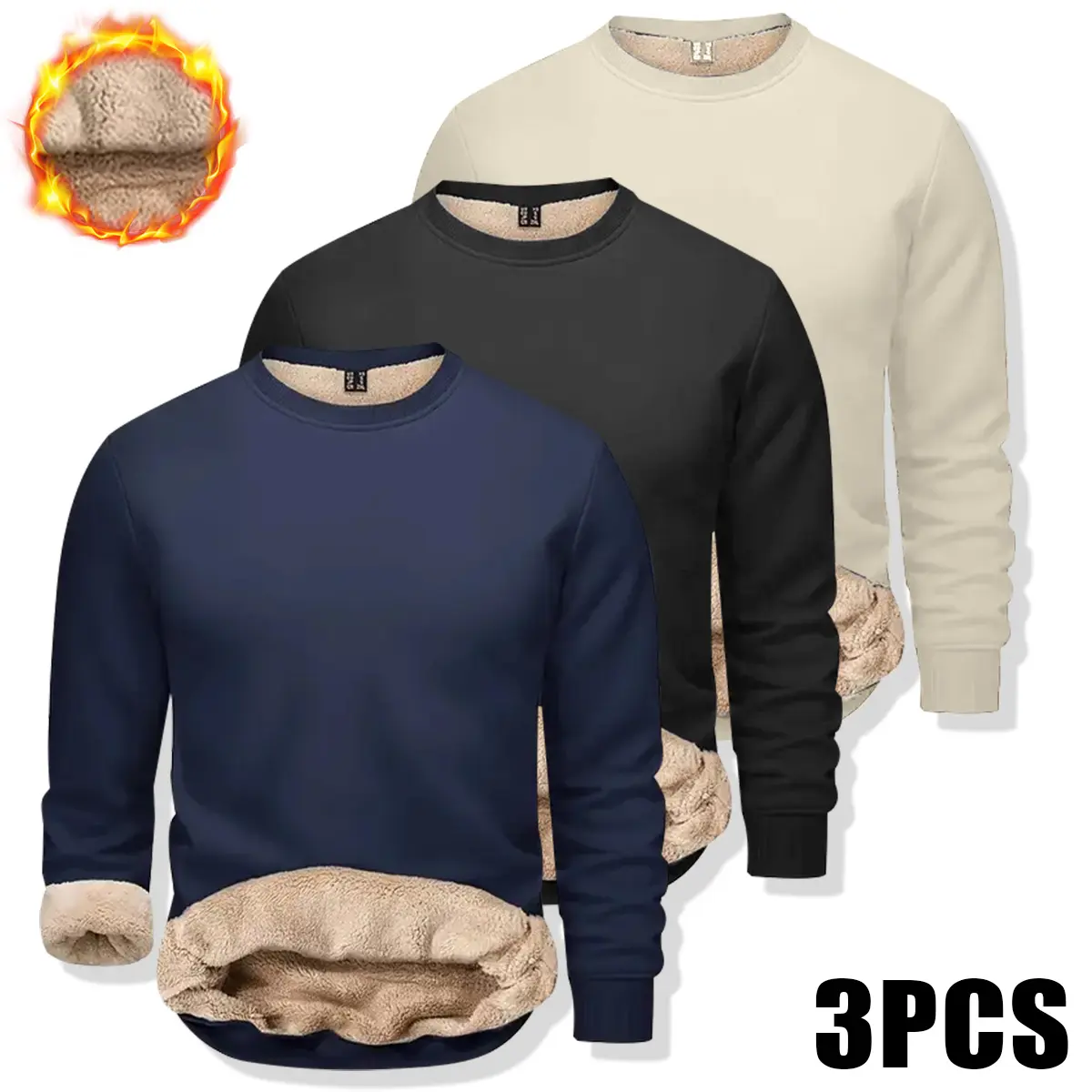 Men's Fitted Crewneck Sweatshirts, Faux-Fleece