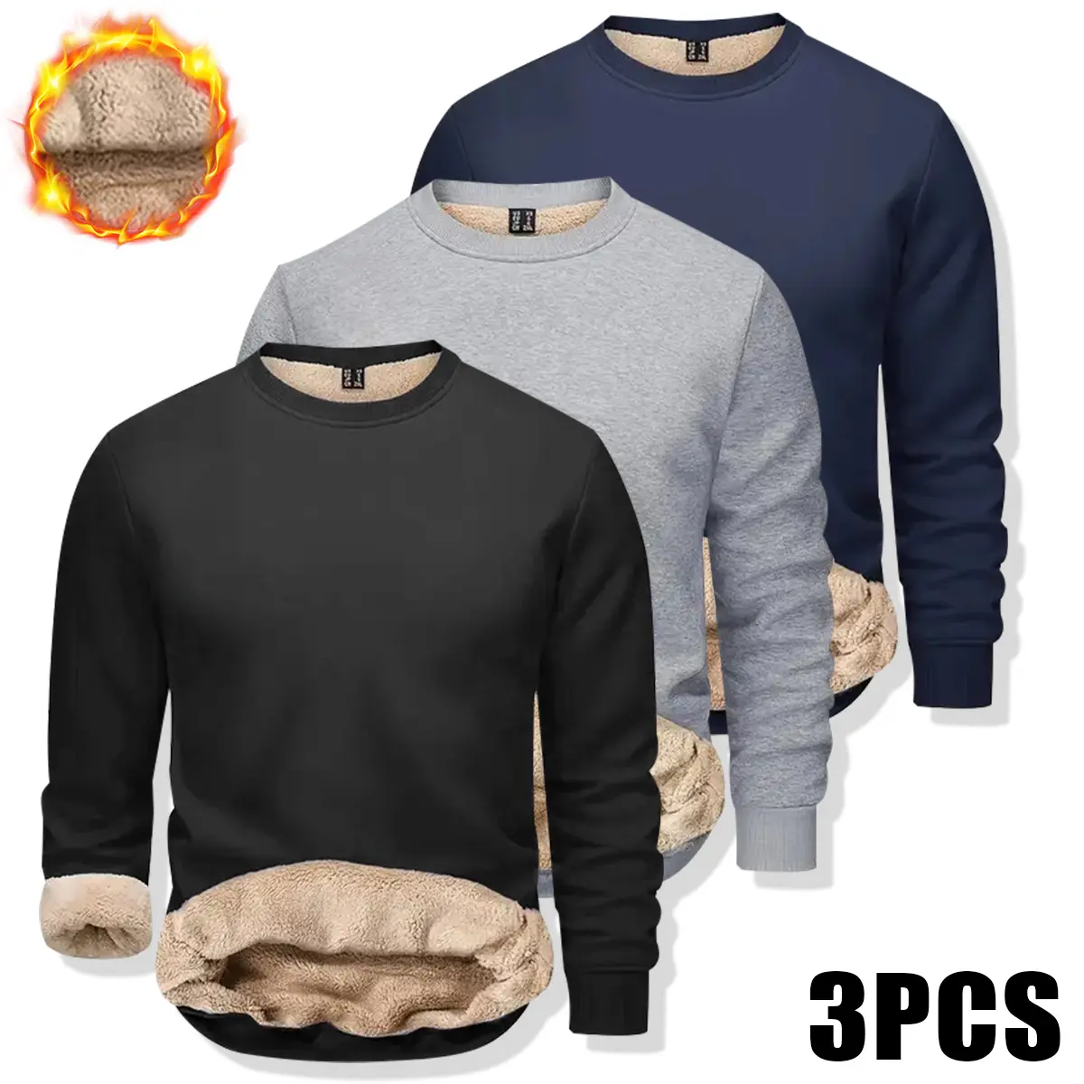 Men's Fitted Crewneck Sweatshirts, Faux-Fleece