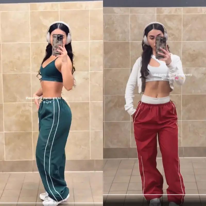 Women's wide-leg parachute pants