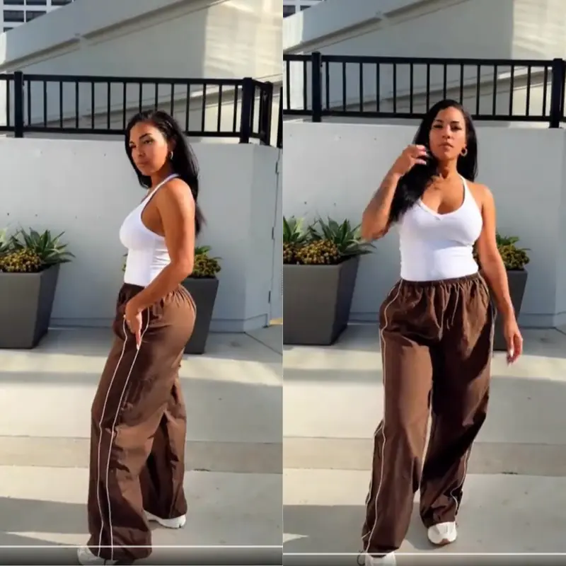 Women's wide-leg parachute pants