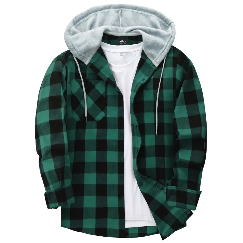 Men's Big & Tall Plaid Flannel Hooded Long-Sleeve Shirt Jacket