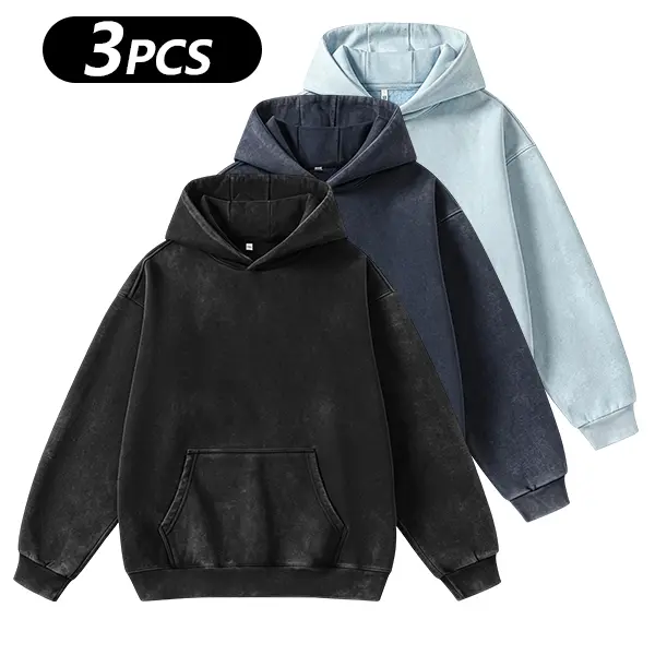 Unisex Vintage Washed Pullover Hoodie – Oversized Loose Fit