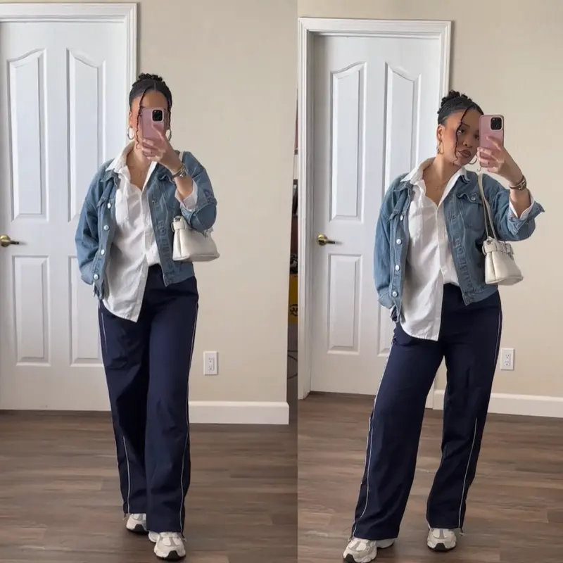 Women's wide-leg parachute pants