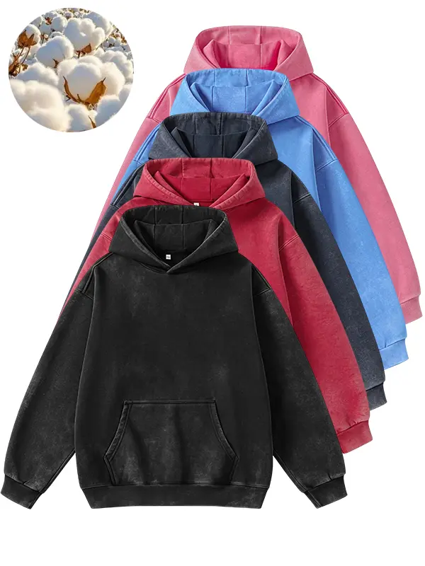 Unisex Vintage Washed Pullover Hoodie – Oversized Loose Fit