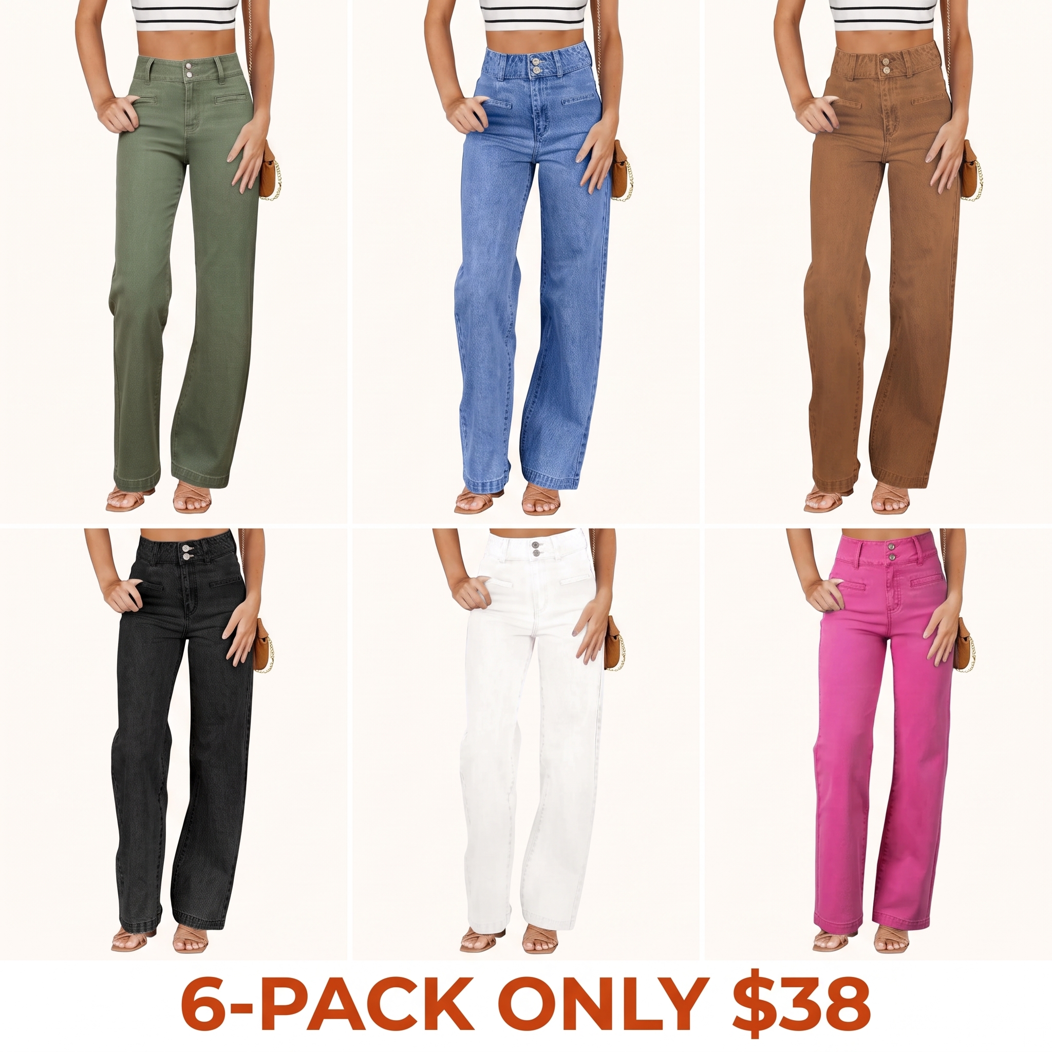 Women's High-Waisted Straight-Leg Stretch Jeans