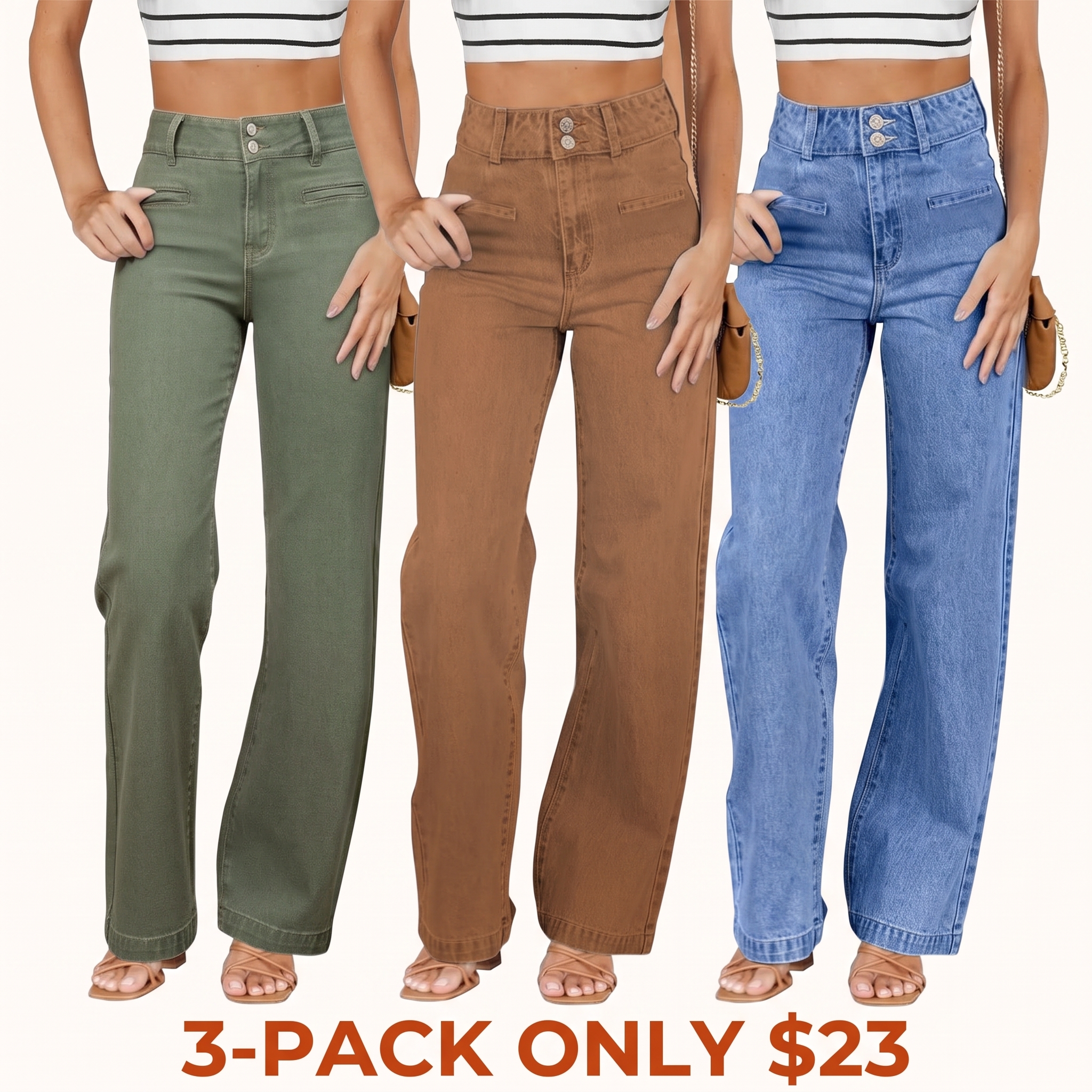 Women's High-Waisted Straight-Leg Stretch Jeans