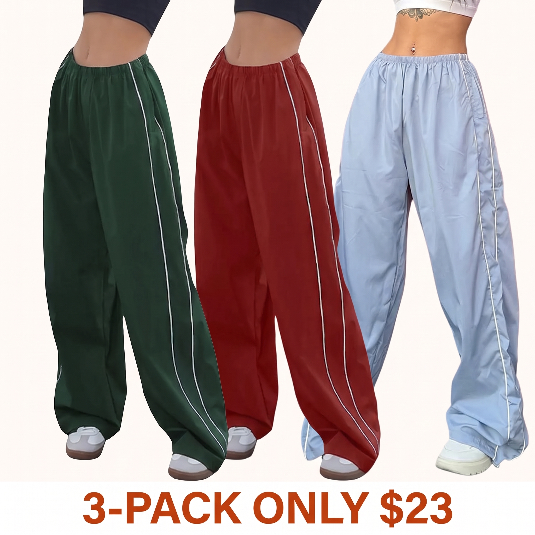 Women's wide-leg parachute pants
