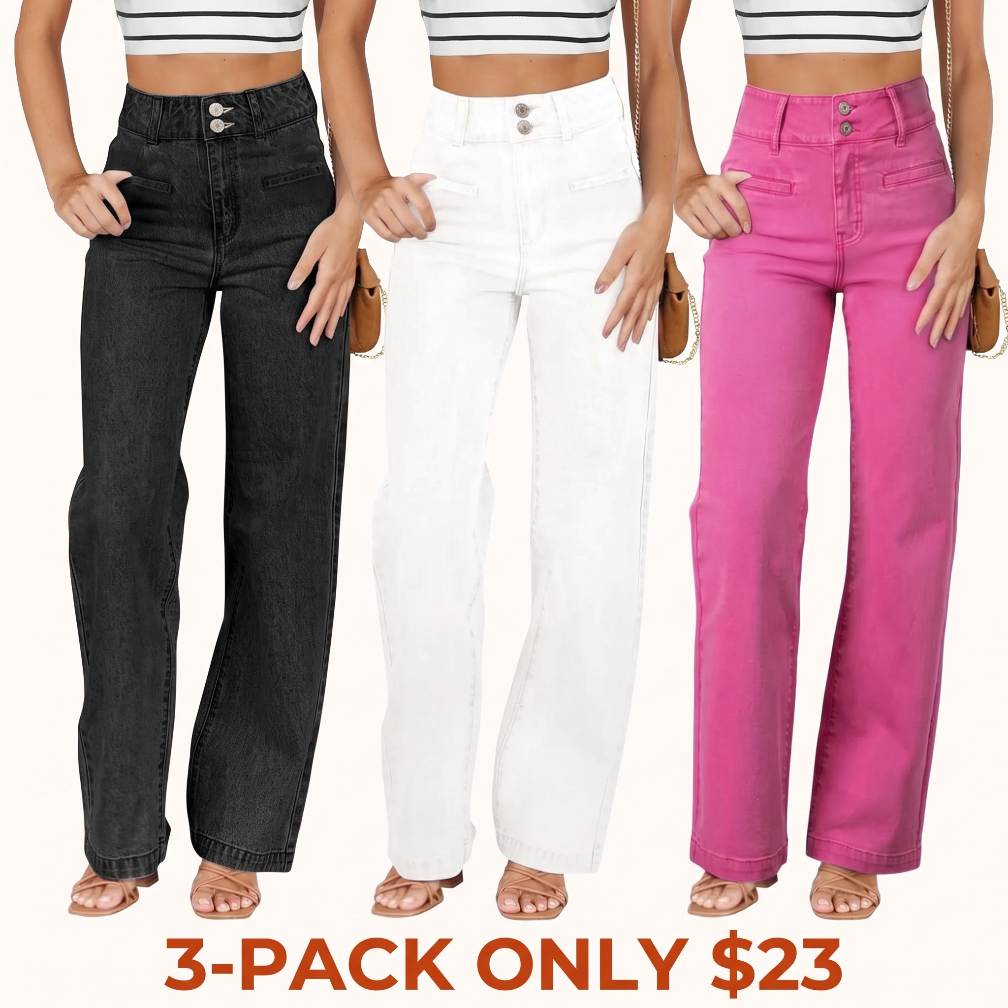 Women's High-Waisted Straight-Leg Stretch Jeans