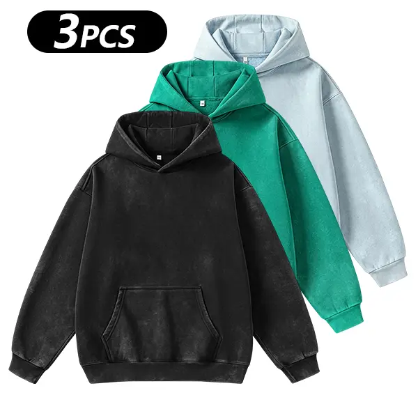 Unisex Vintage Washed Pullover Hoodie – Oversized Loose Fit