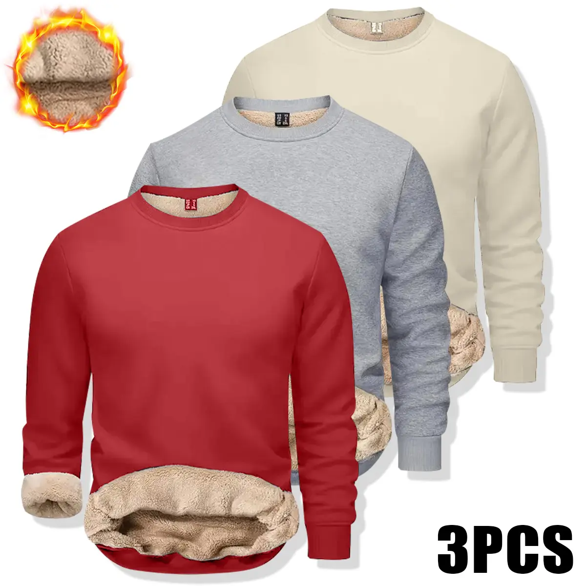 Men's Fitted Crewneck Sweatshirts, Faux-Fleece