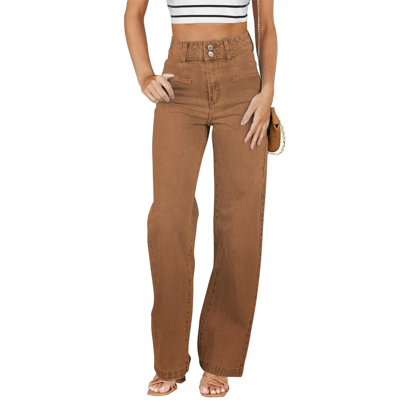 Women's High-Waisted Straight-Leg Stretch Jeans