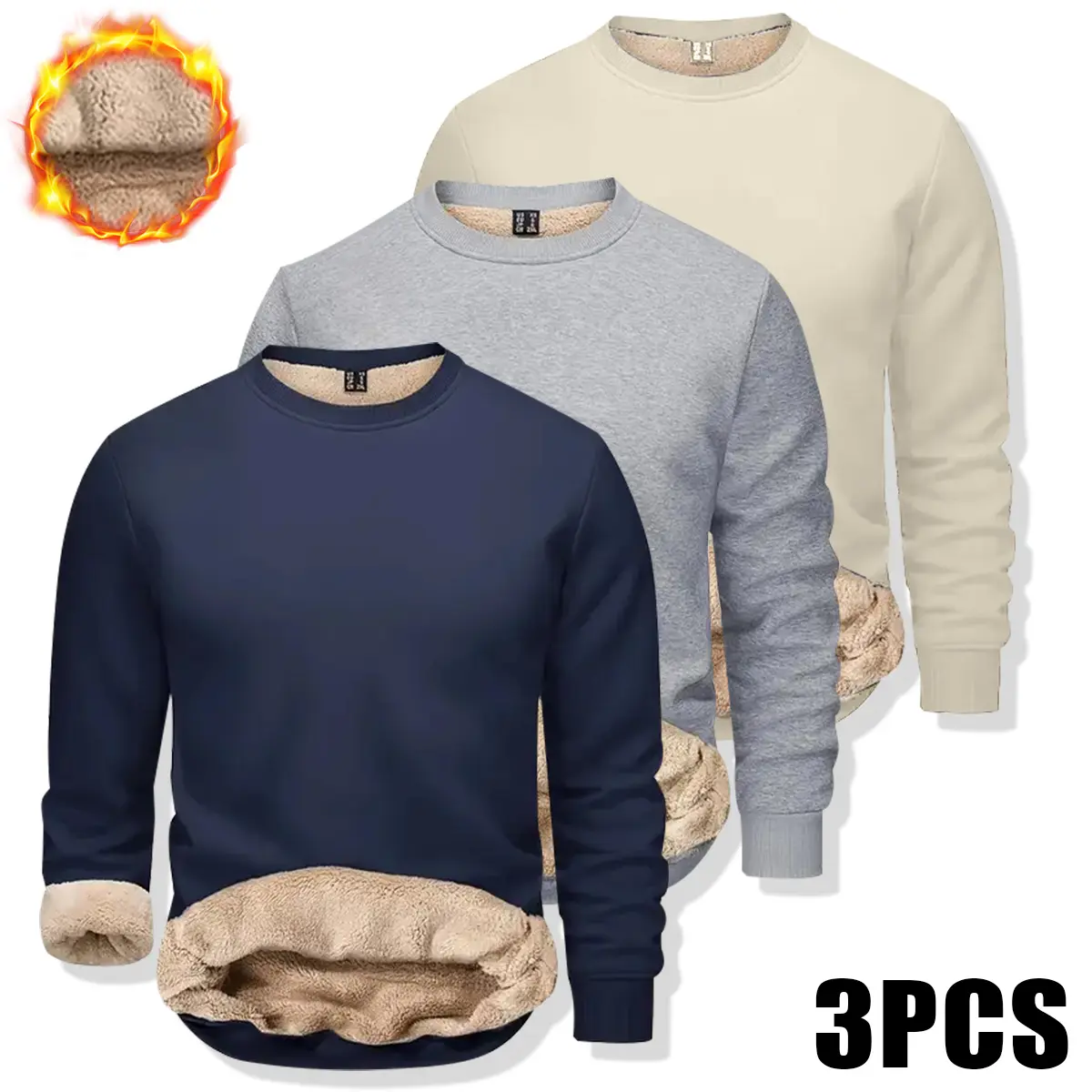 Men's Fitted Crewneck Sweatshirts, Faux-Fleece