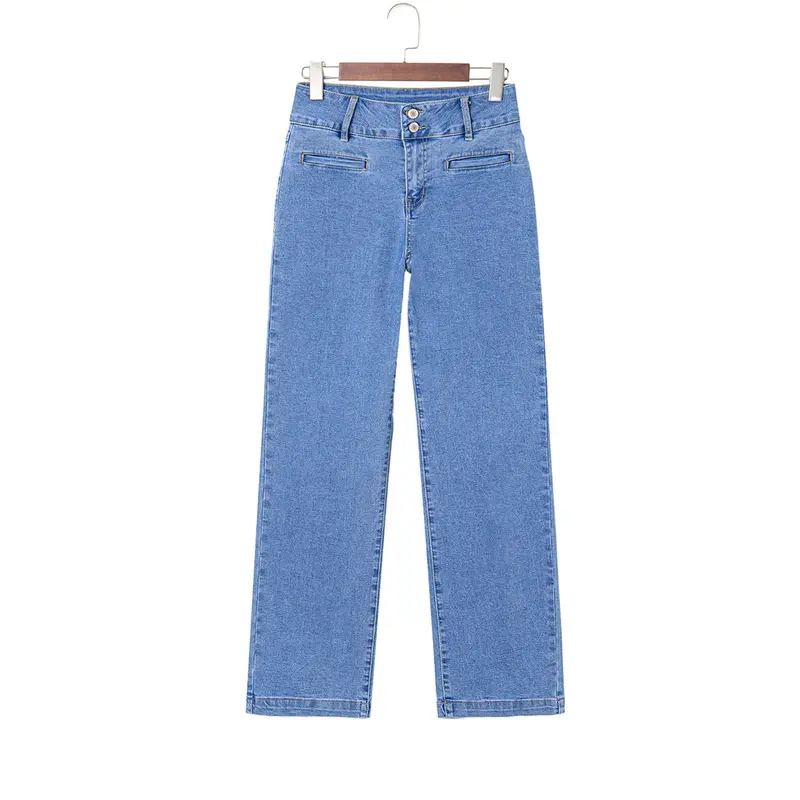 Women's High-Waisted Straight-Leg Stretch Jeans