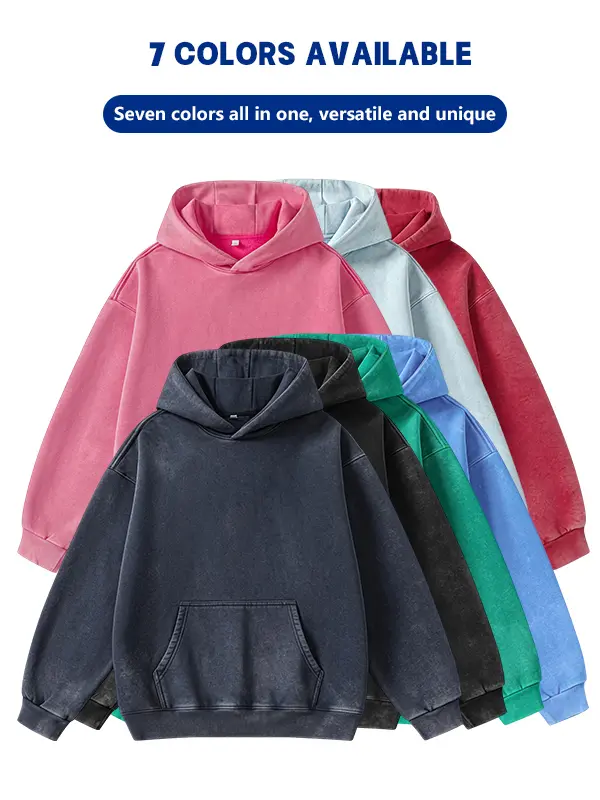 Unisex Vintage Washed Pullover Hoodie – Oversized Loose Fit