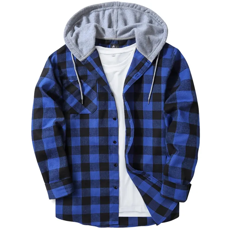 Men's Big & Tall Plaid Flannel Hooded Long-Sleeve Shirt Jacket