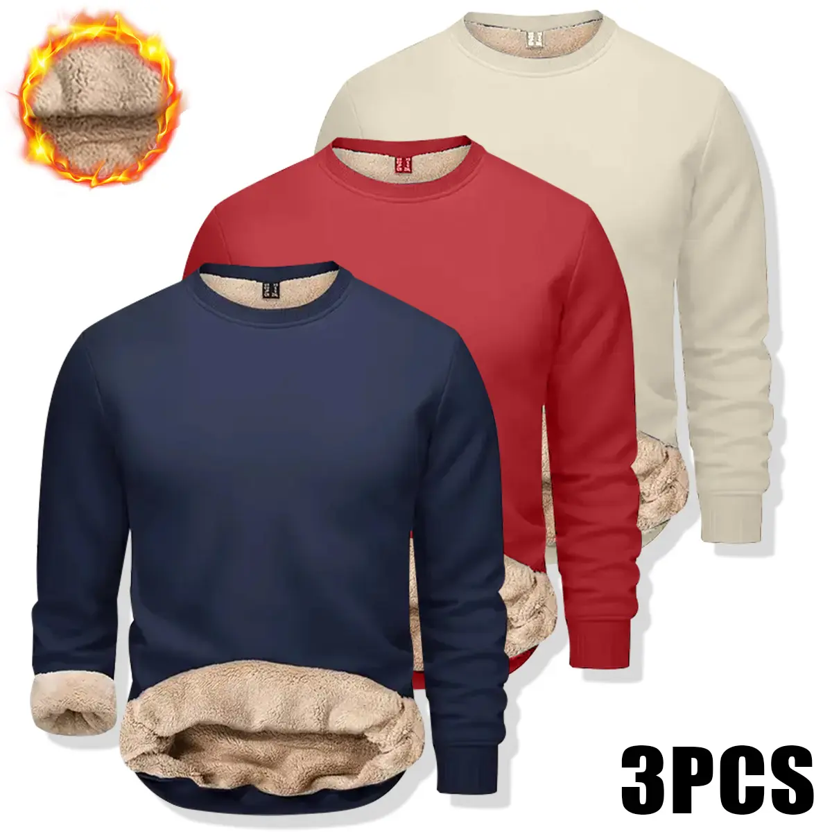 Men's Fitted Crewneck Sweatshirts, Faux-Fleece