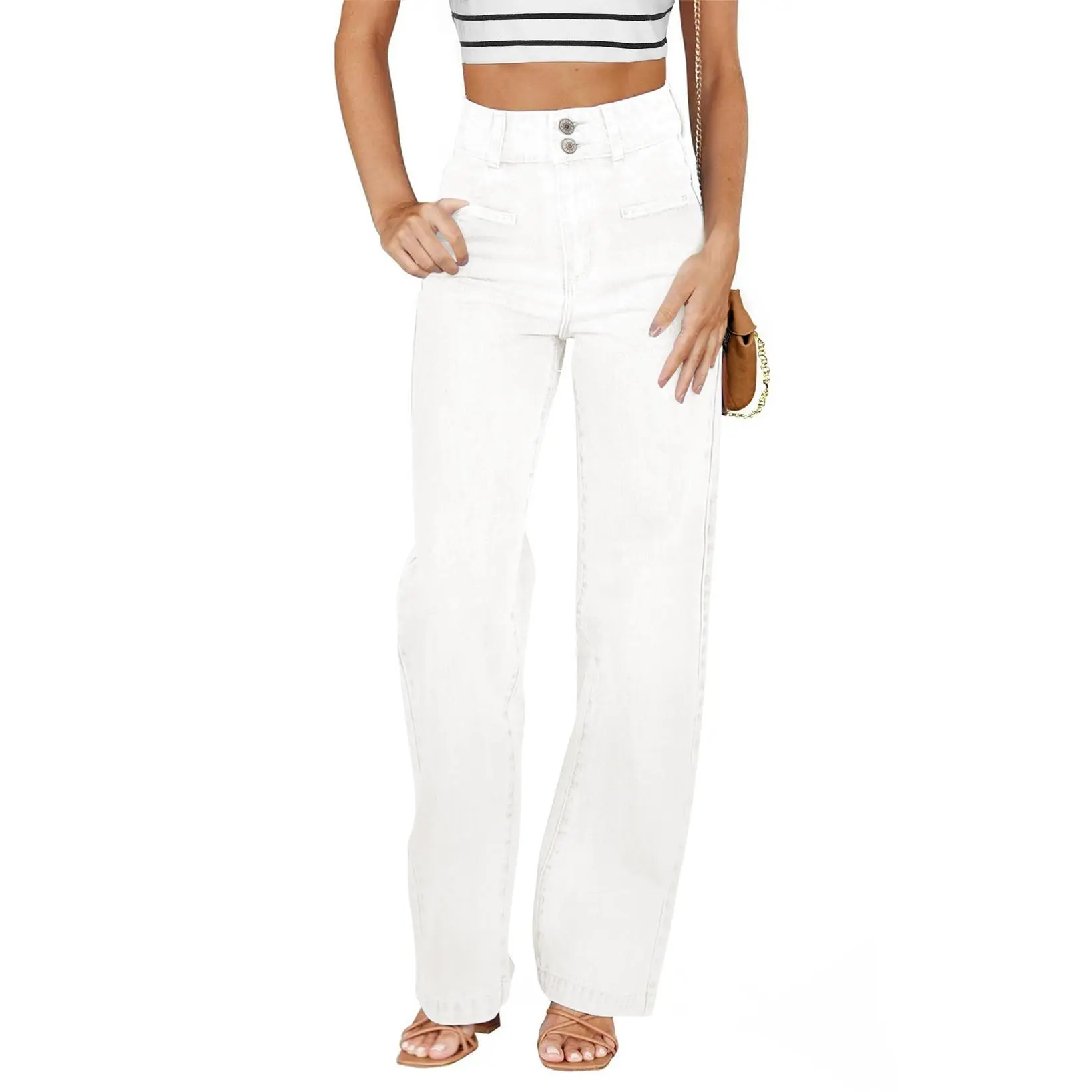 Women's High-Waisted Straight-Leg Stretch Jeans