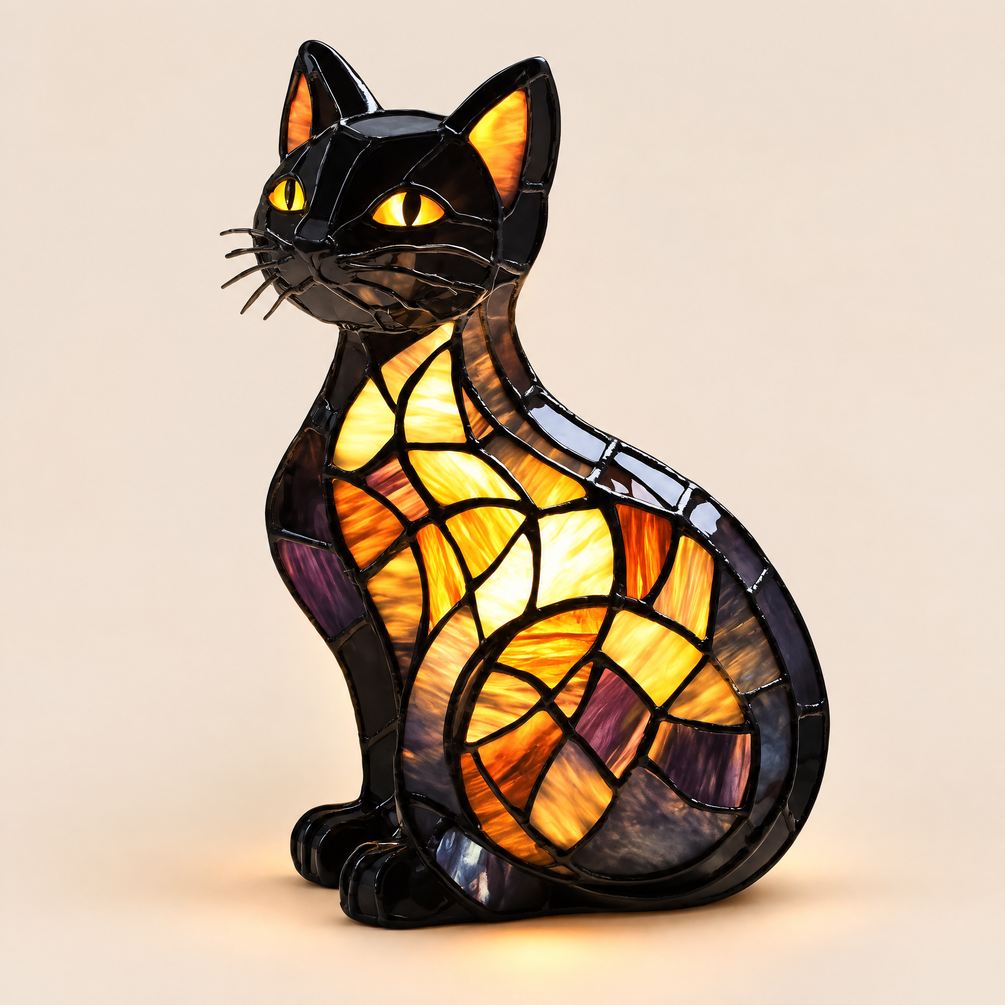 Sculpted Resin Cat Ambient Desk Lamp