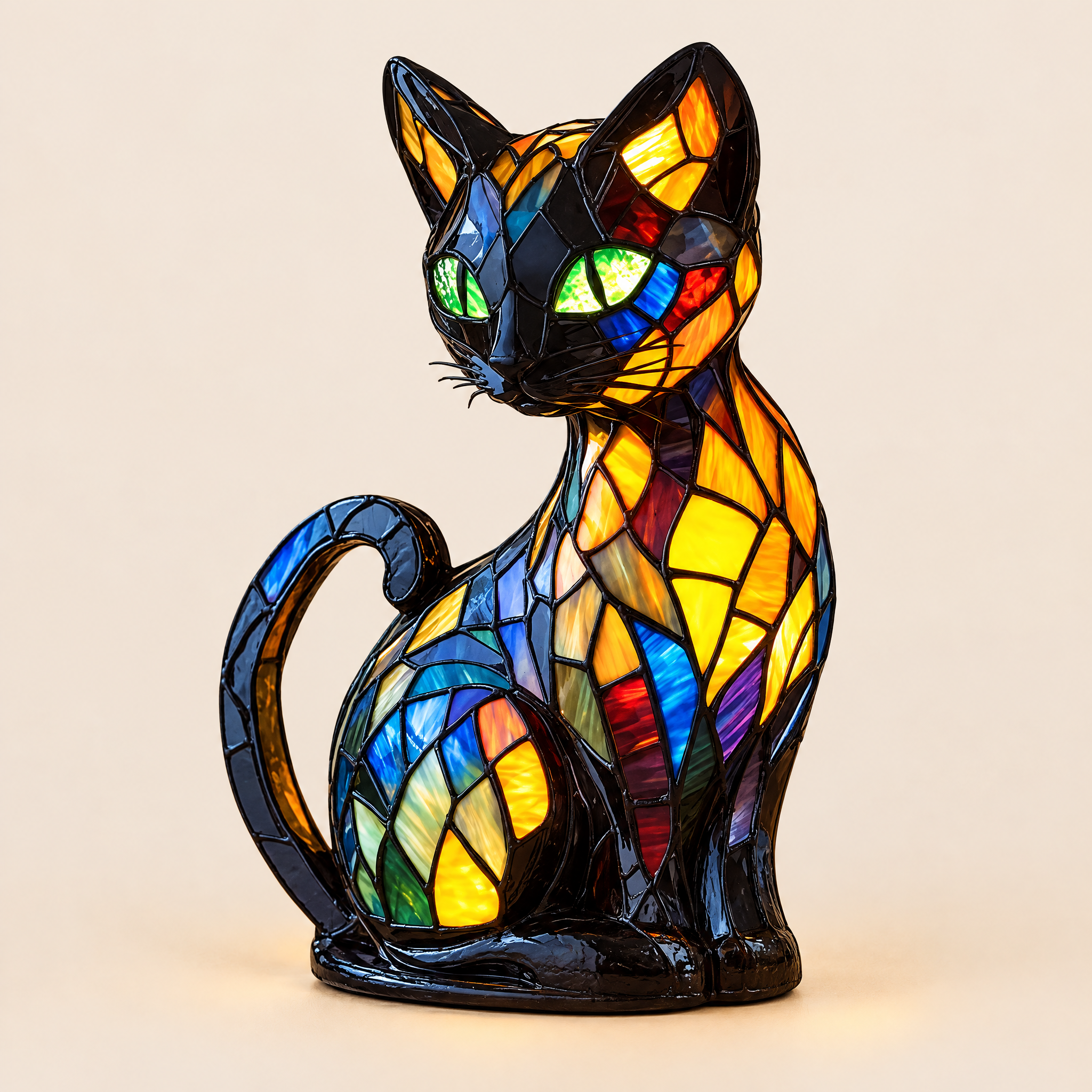 Sculpted Resin Cat Ambient Desk Lamp