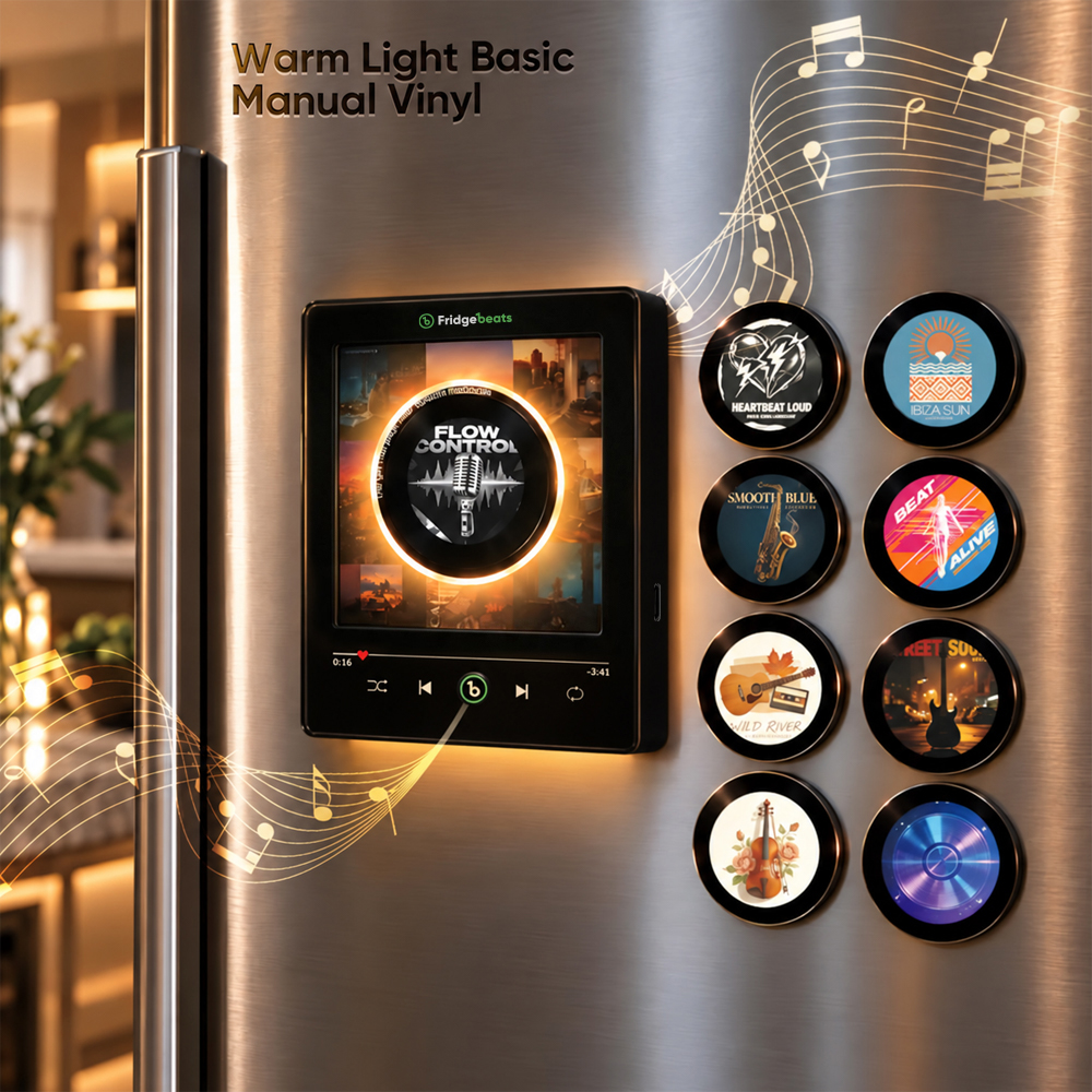 Personalized Photo & Music Vinyl Fridge Magnet with Rotating Record– Custom Records with Dynamic LED Light Fridgebeats V6.0