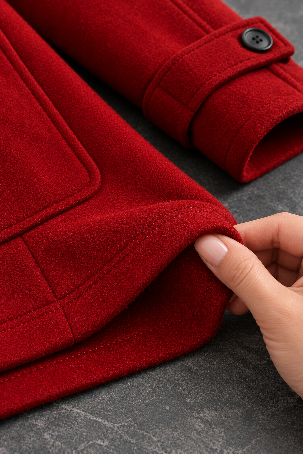Women’s Hooded Duffle Coat with Plush Hood Lining and Toggle Closures