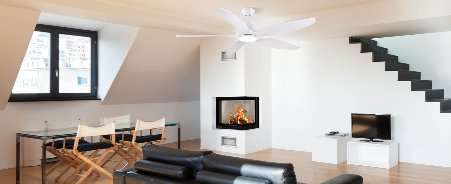 loftventilator med LED-lys