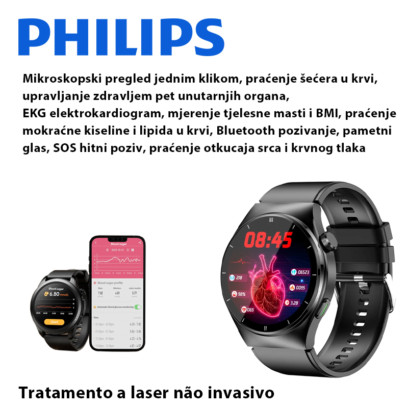 ✨Medicinska istraživanja i tehnološke inovacije: PHILIPS sat za neinvazivnu lasersku terapiju prati otkucaje srca, krvni tlak i razinu šećera u krvi u stvarnom vremenu💖