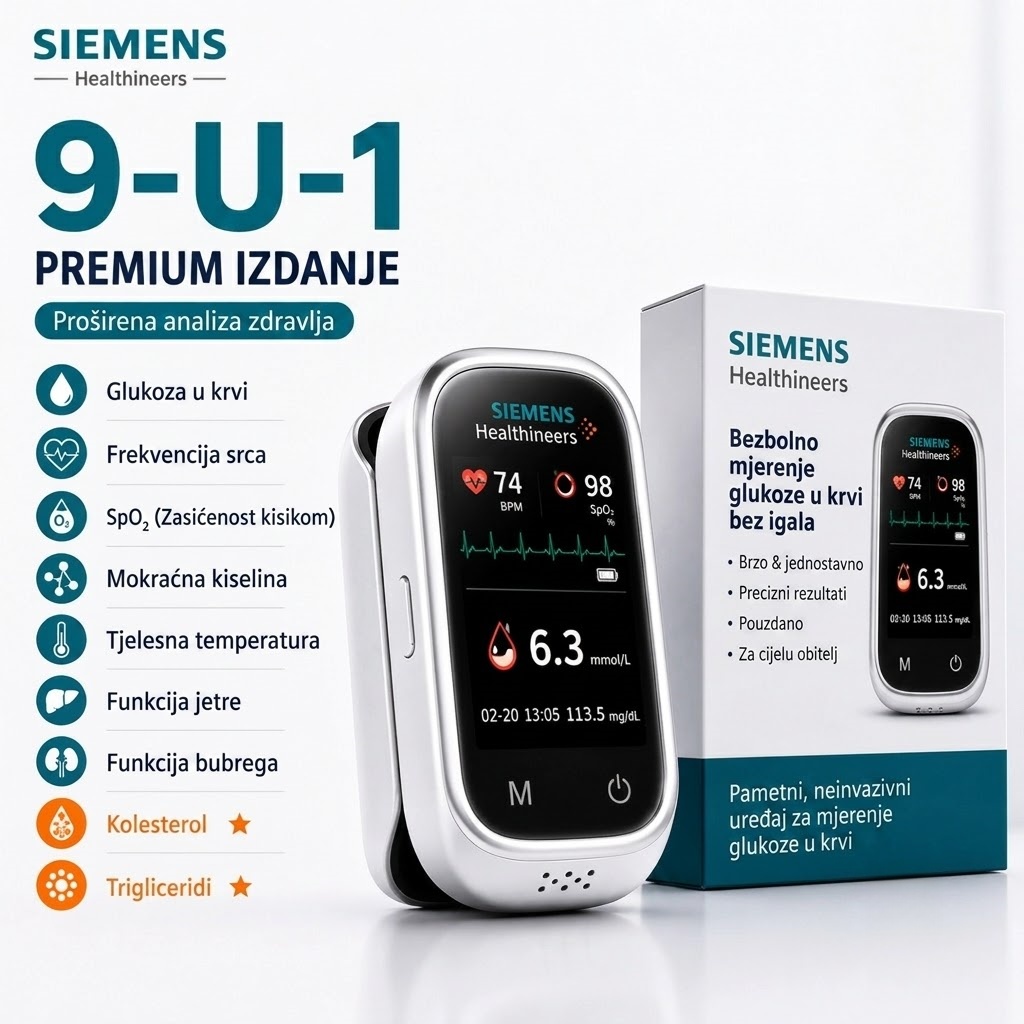 🩸 Siemens™ 11-u-1 mjerač glukoze u krvi bez igle Bez uboda • Bez test traka • Rezultati za samo 5 sekundi