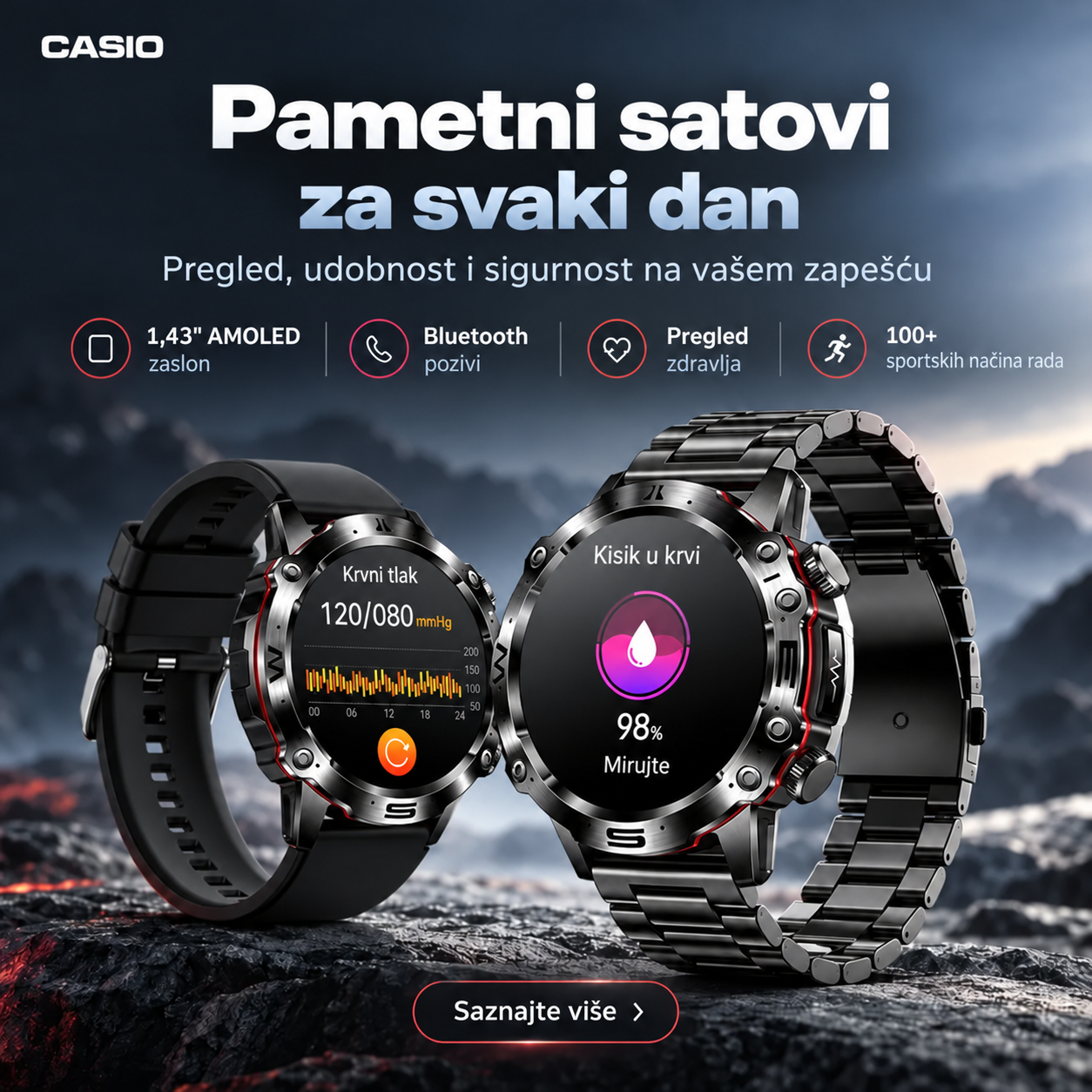💫 CASIO AI pametni satovi iz 2026. godine – Kod kuće, na poslu ili na putu, uvijek uz vas ⏱️