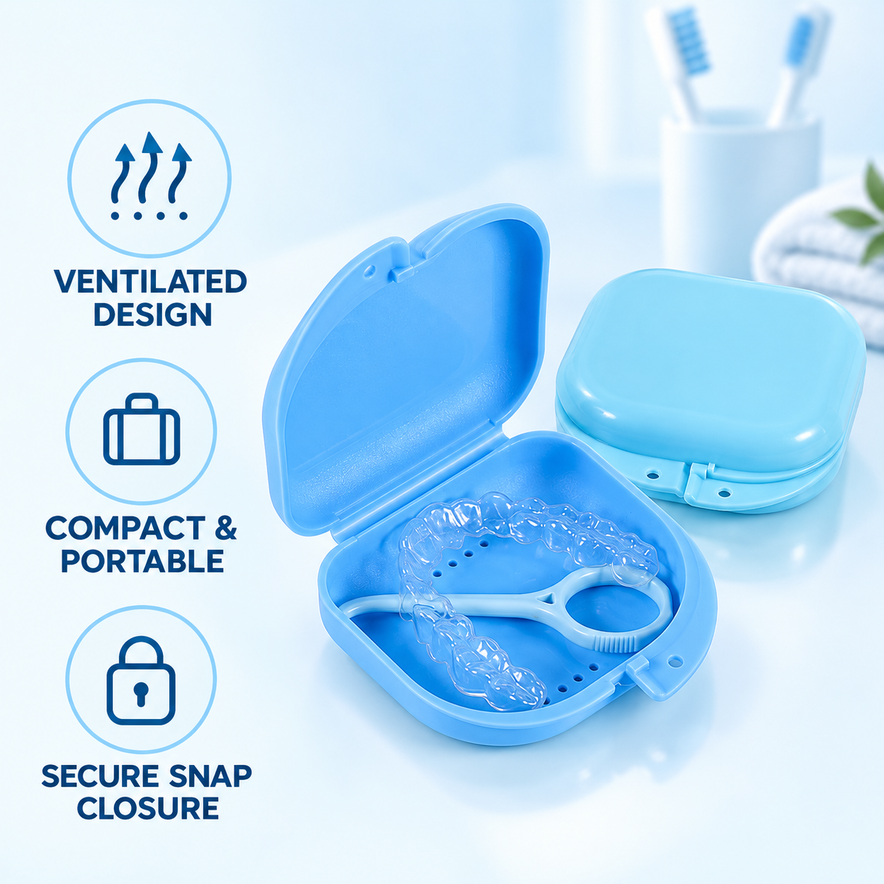 Dental Retainer Storage Case – Portable Clear Aligner Case, Breathable Denture Box for Dental Use