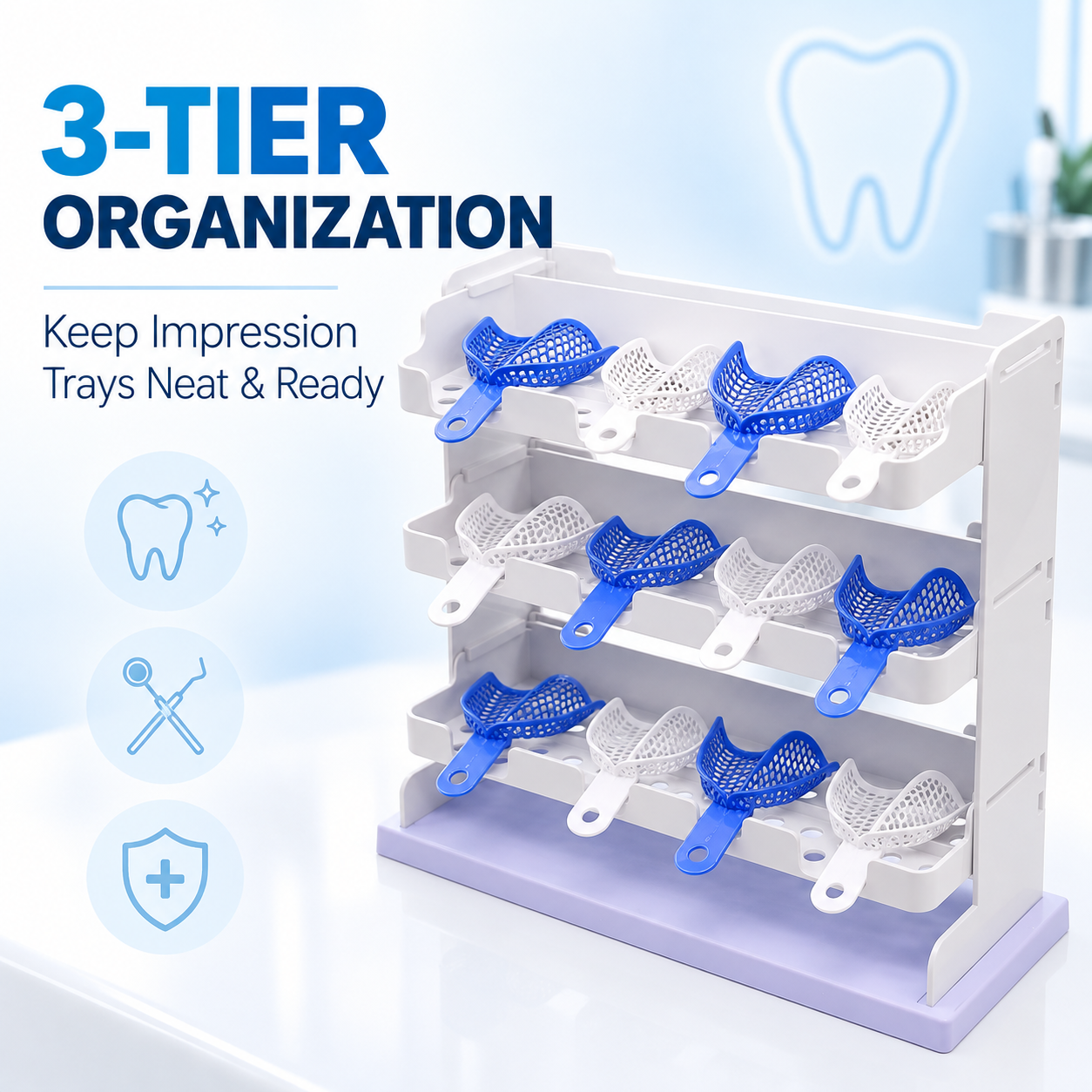 Dental Impression Tray Rack – Oral Impression Tray Holder, Plastic Storage Box for Dental Trays