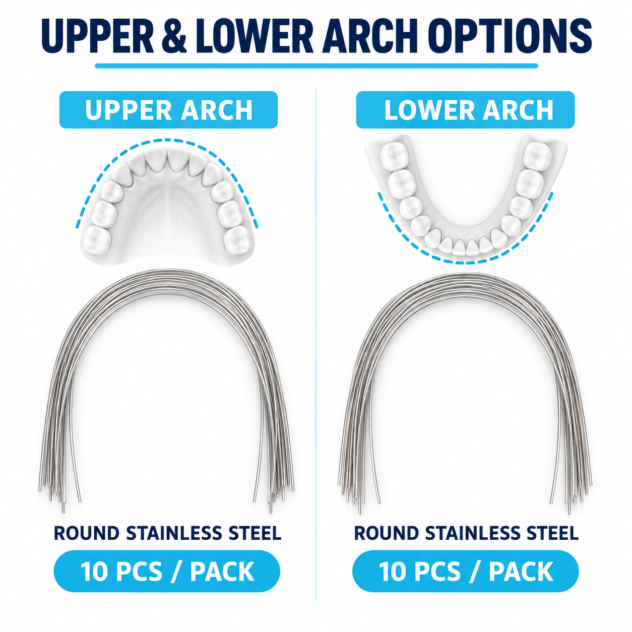 Stainless Steel Orthodontic Archwire (10-Pack)