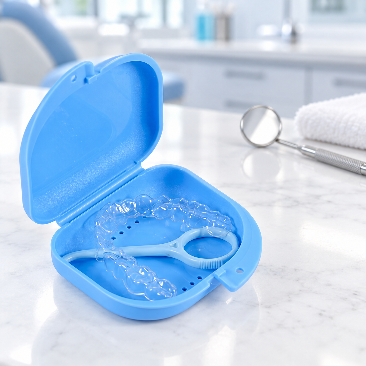 Dental Retainer Storage Case – Portable Clear Aligner Case, Breathable Denture Box for Dental Use