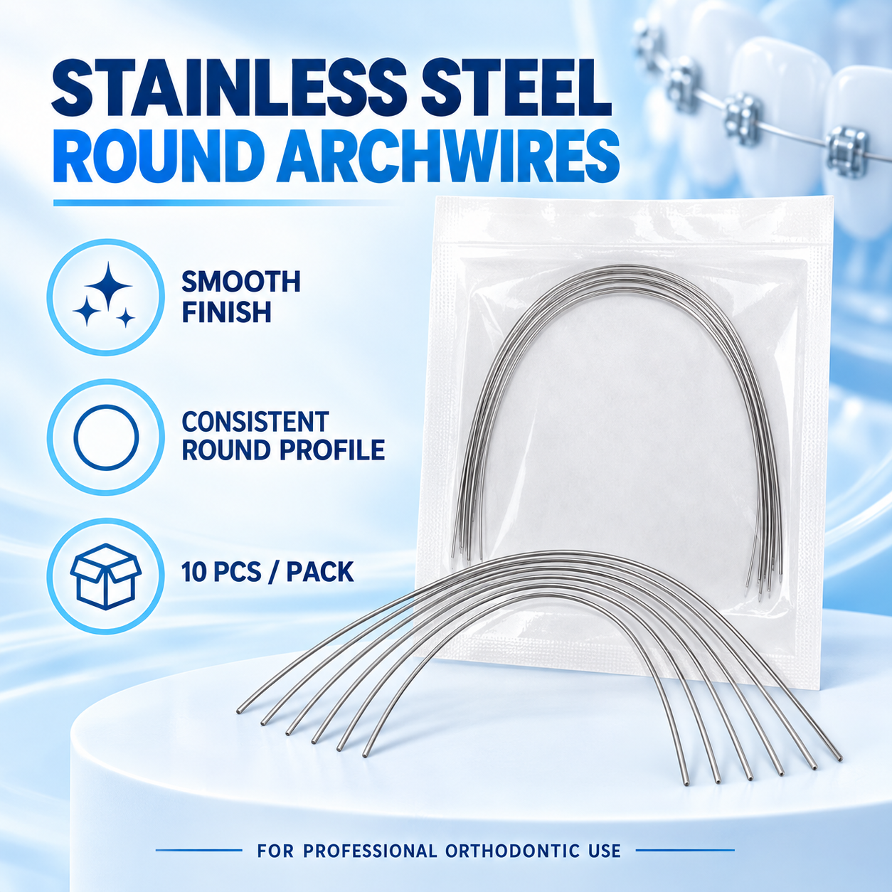 Stainless Steel Orthodontic Archwire (10-Pack)