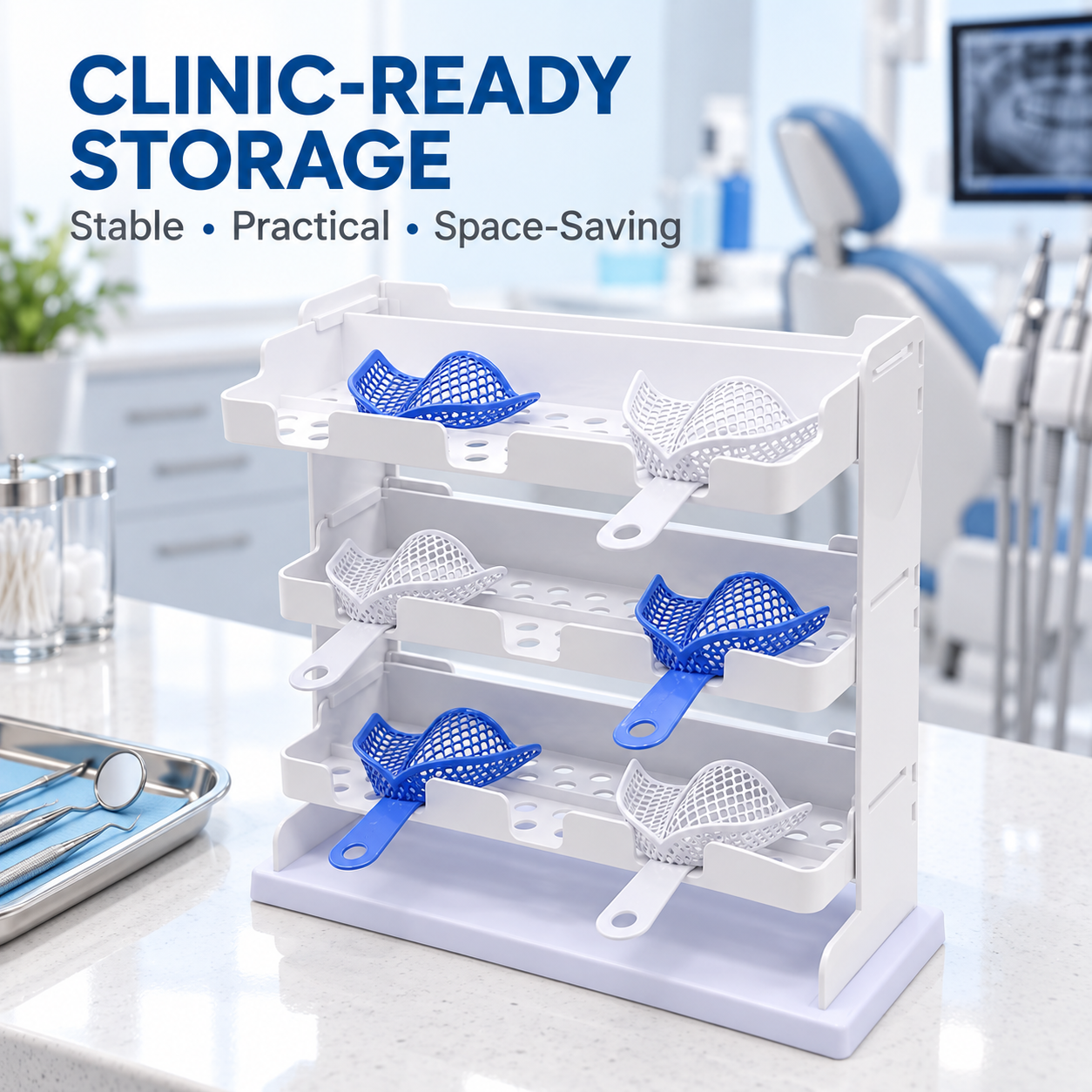 Dental Impression Tray Rack – Oral Impression Tray Holder, Plastic Storage Box for Dental Trays