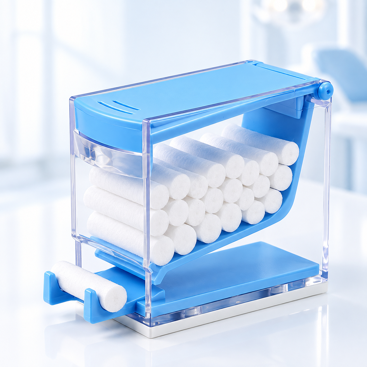 Dental Cotton Roll Dispenser – Press-Top Cotton Roll Box, Dental Cotton Roll Holder