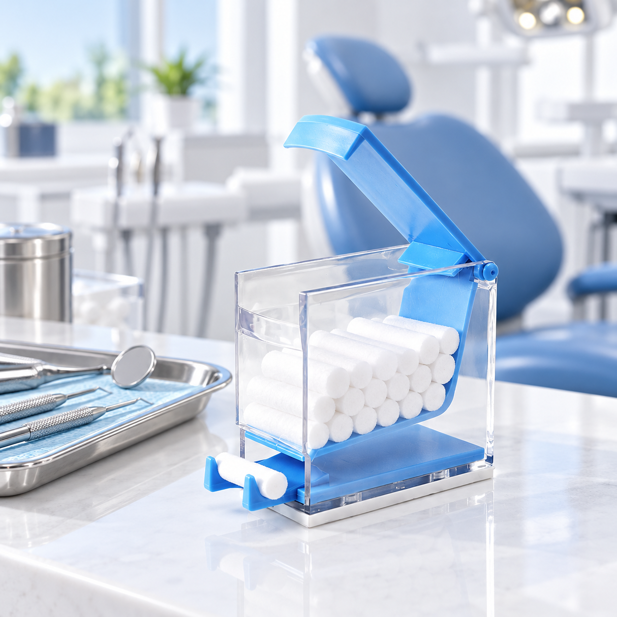 Dental Cotton Roll Dispenser – Press-Top Cotton Roll Box, Dental Cotton Roll Holder