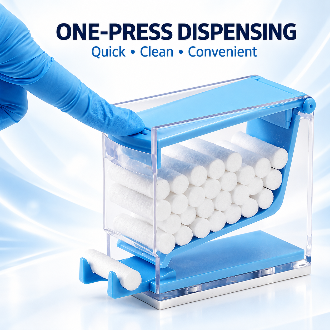 Dental Cotton Roll Dispenser – Press-Top Cotton Roll Box, Dental Cotton Roll Holder