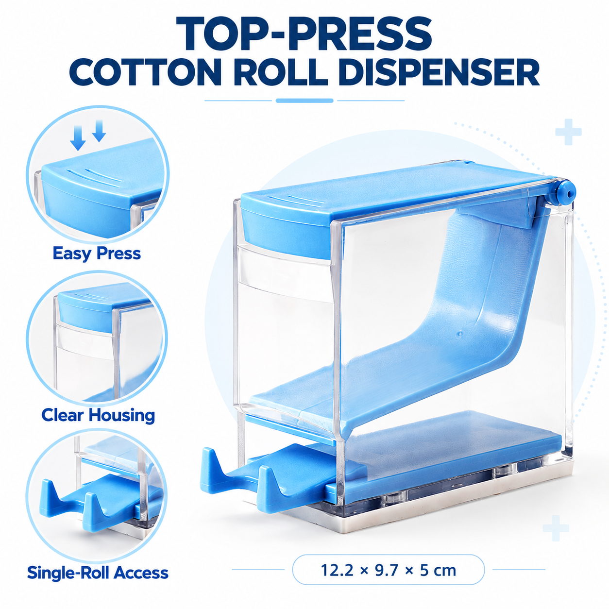 Dental Cotton Roll Dispenser – Press-Top Cotton Roll Box, Dental Cotton Roll Holder