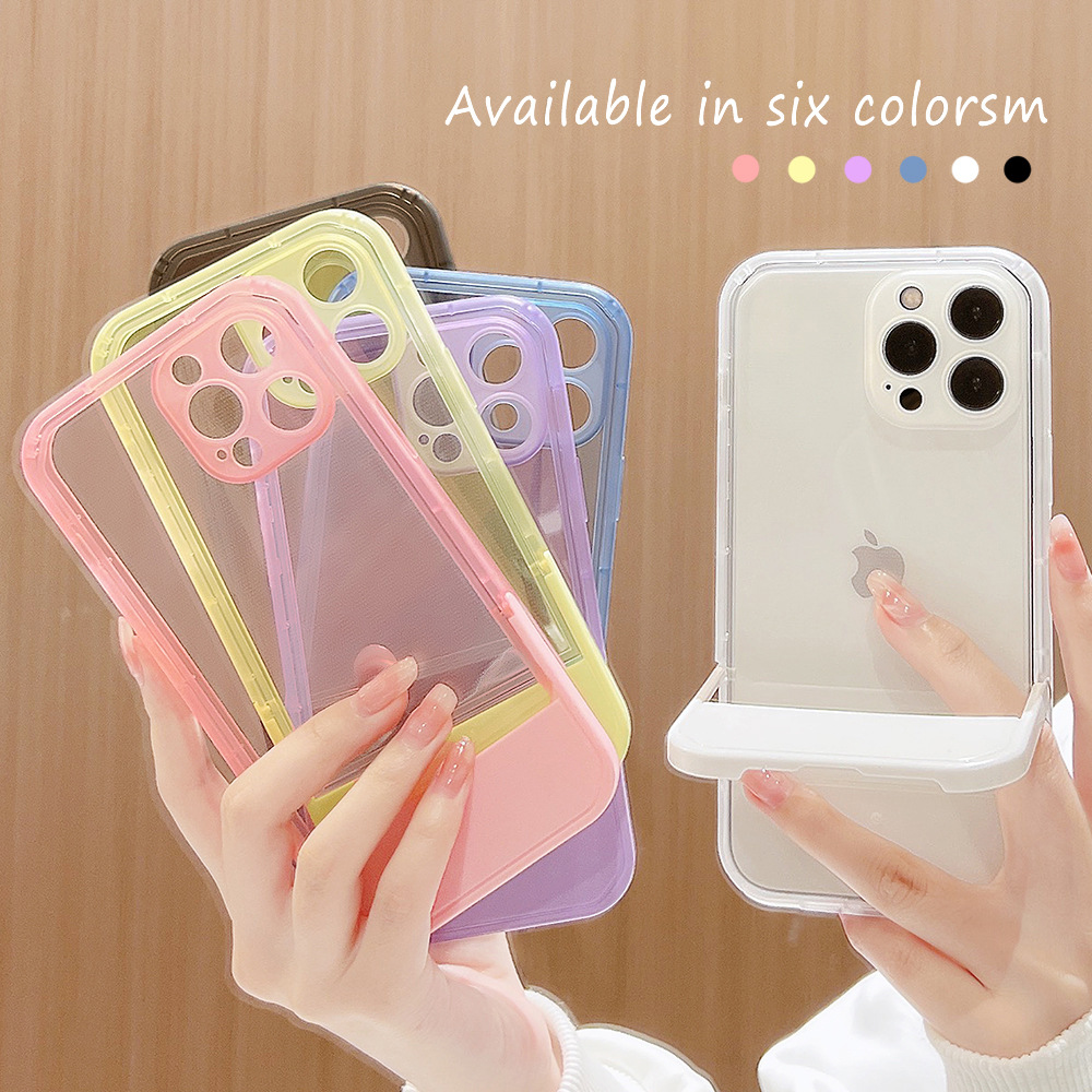 Transparent Silicon Bracket Mobile Phone Case for Apple iPhone