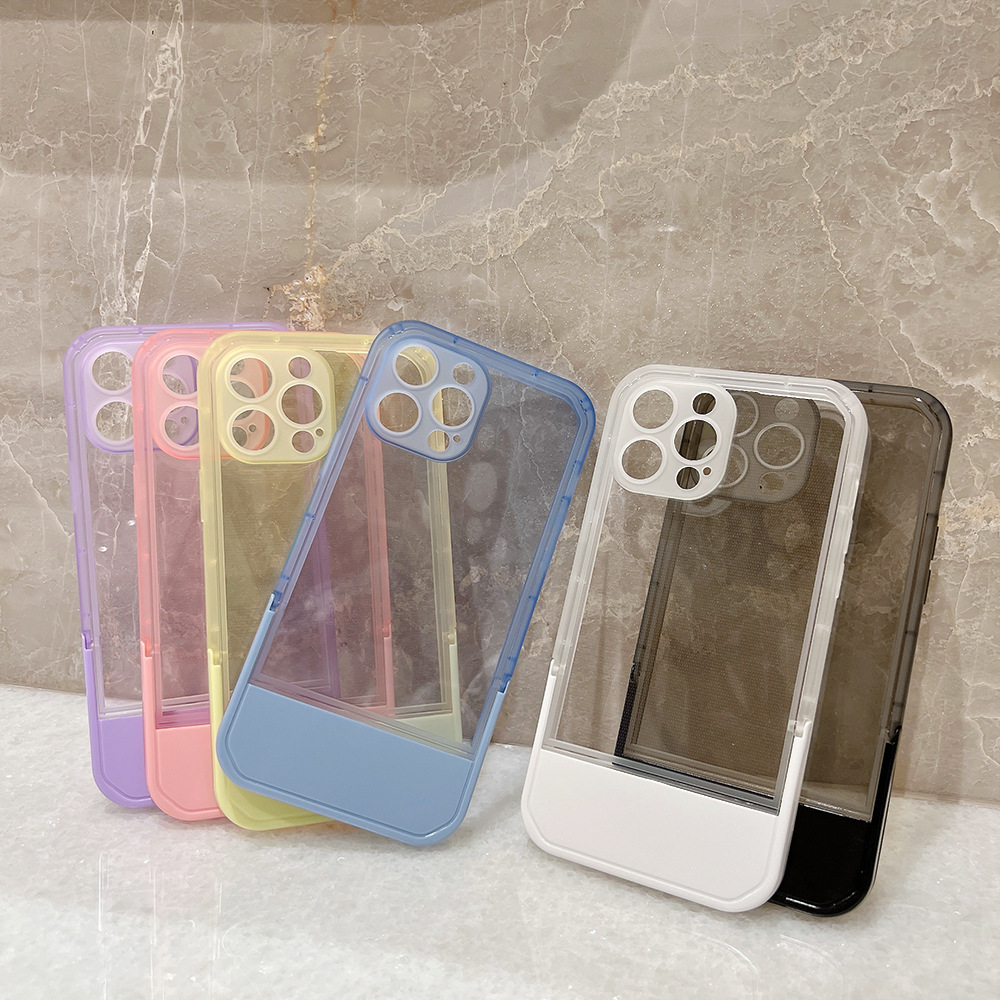 Transparent Silicon Bracket Mobile Phone Case for Apple iPhone