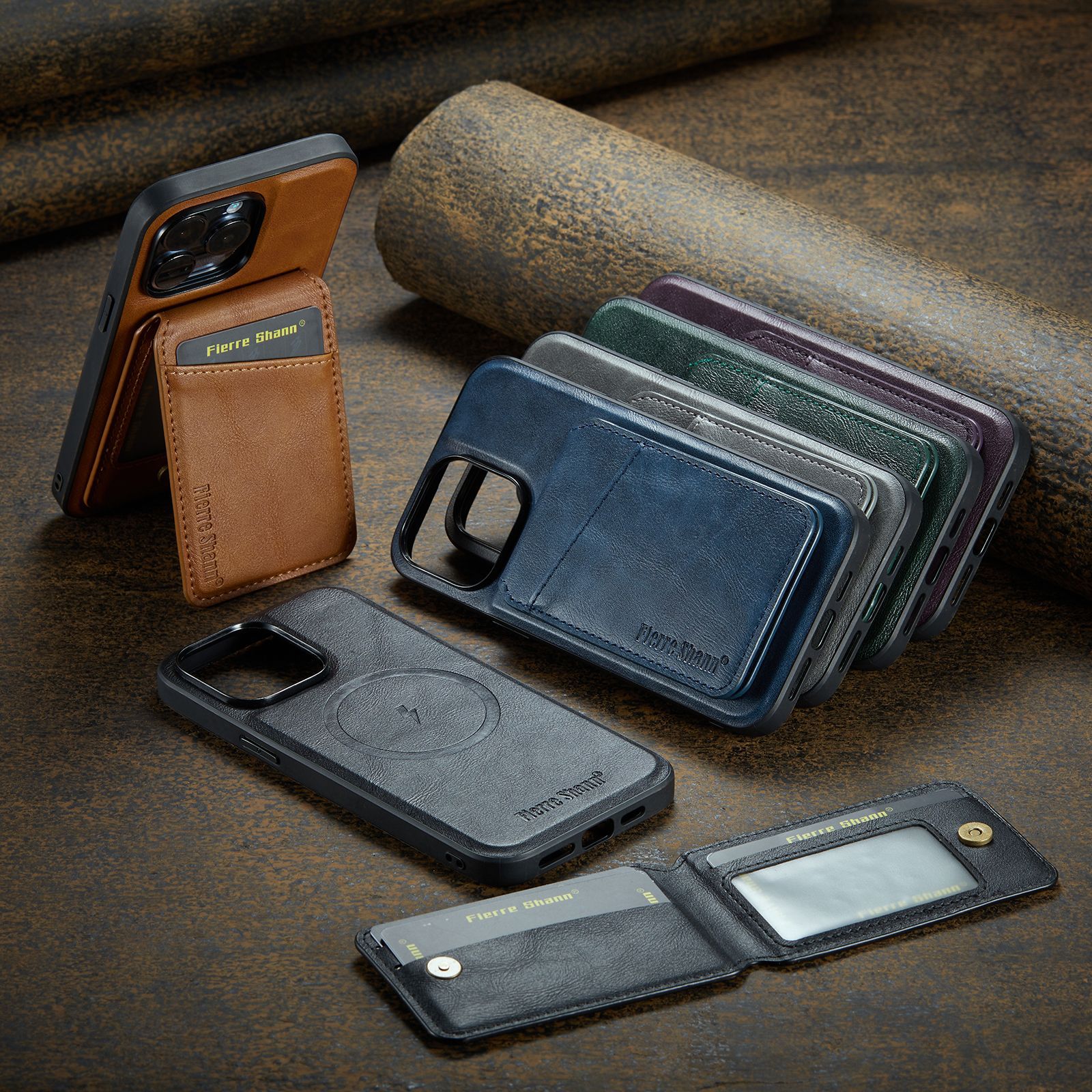 Luxury Leather Business Magsafe Card Wallet Mobile Phone Case for Apple iPhone