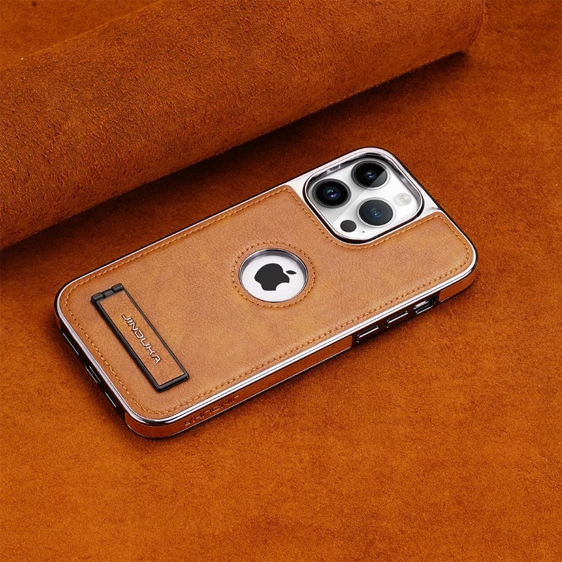 Luxury Leather Business Bracket Mobile Phone Case for iPhone