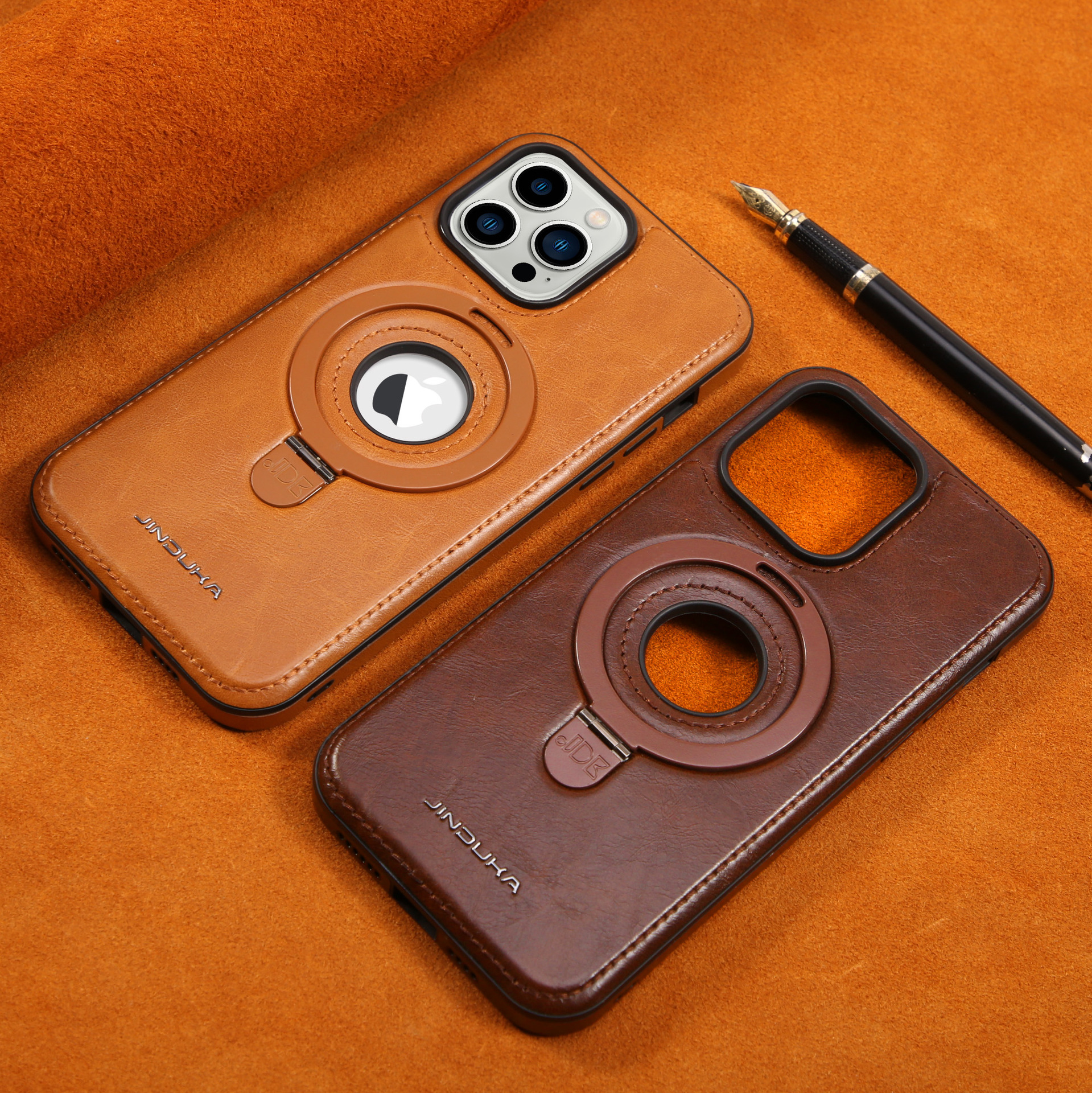 Leather Business Magsafe Bracket Mobile Phone Case for iPhone
