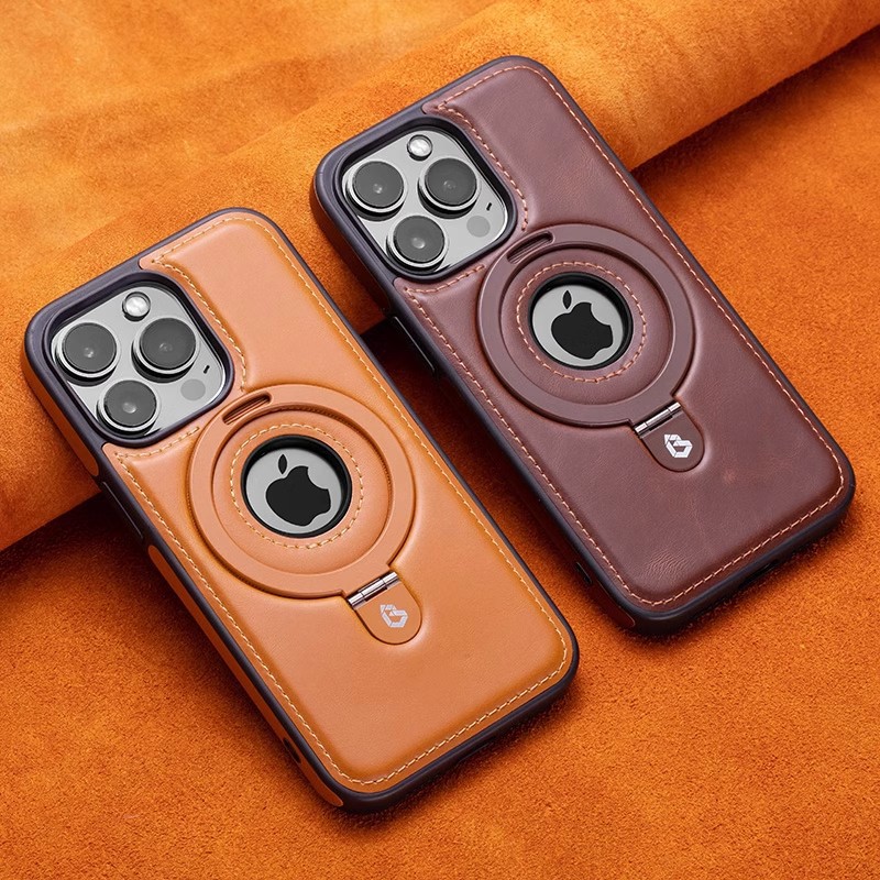 Leather Magsafe Bracket Mobile Phone Case for iPhone