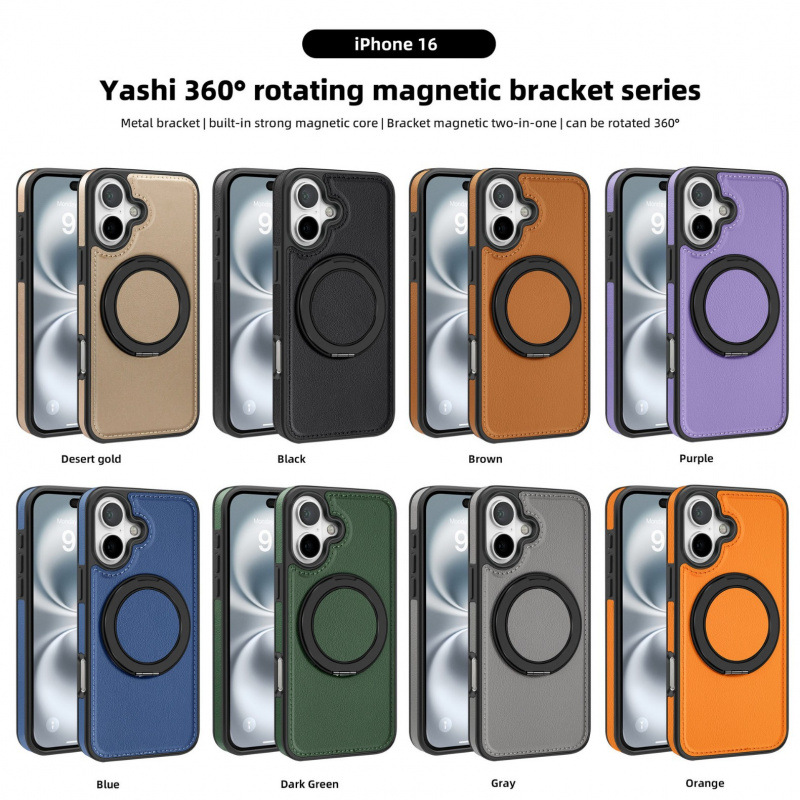 Luxury Leather Business Magsafe Bracket Mobile Phone Case for Apple iPhone