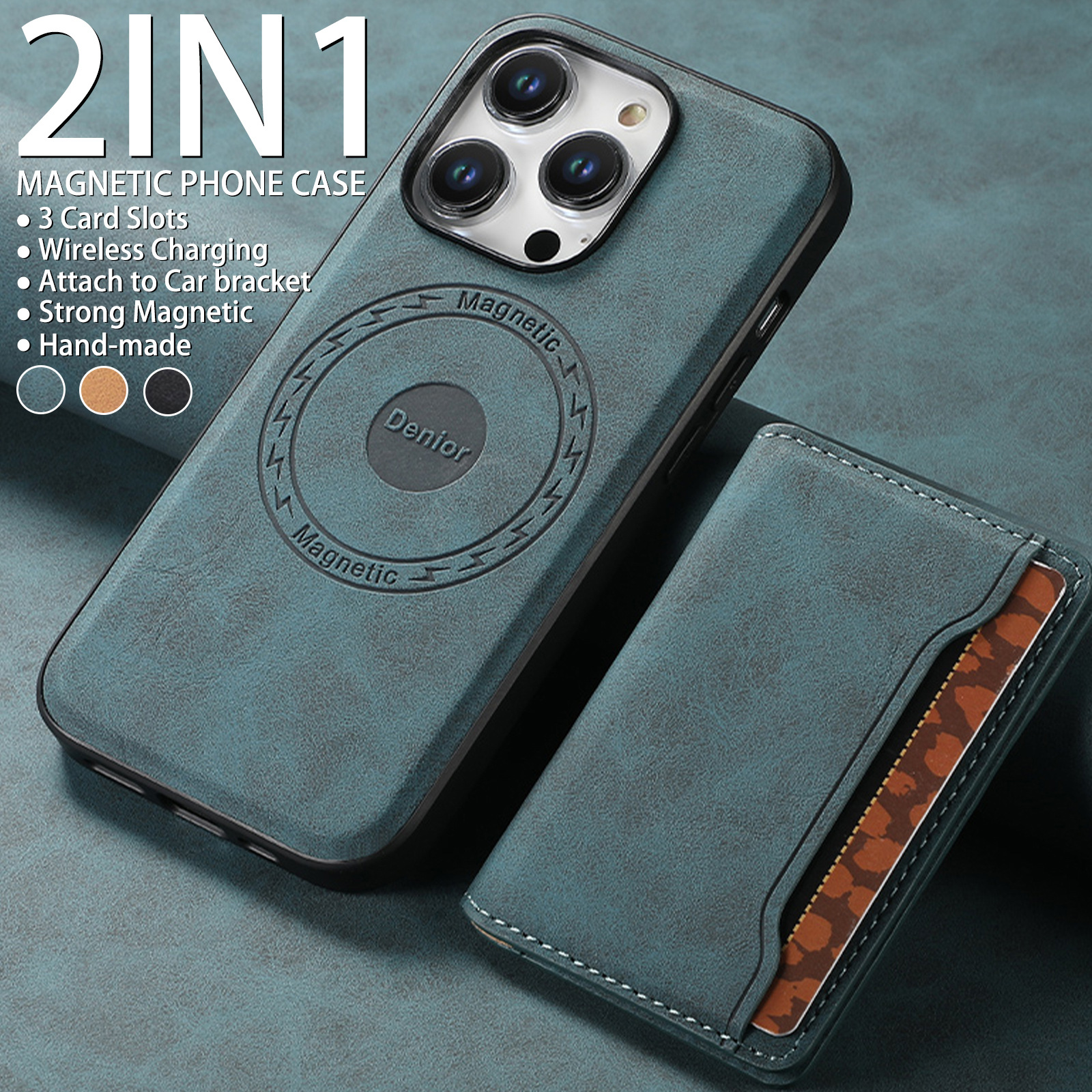 Luxury Leather Business Magsafe Card Wallet Mobile Phone Case for Apple iPhone