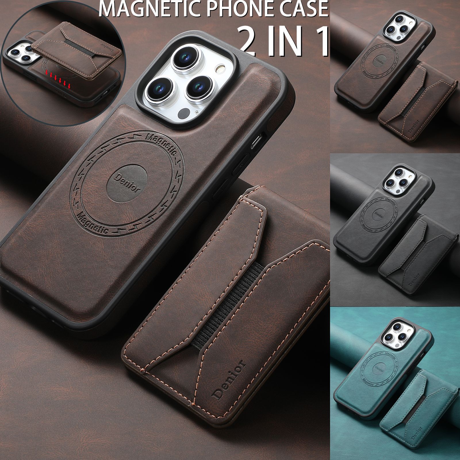Luxury Leather Business Magsafe Card Wallet Mobile Phone Case for Apple iPhone