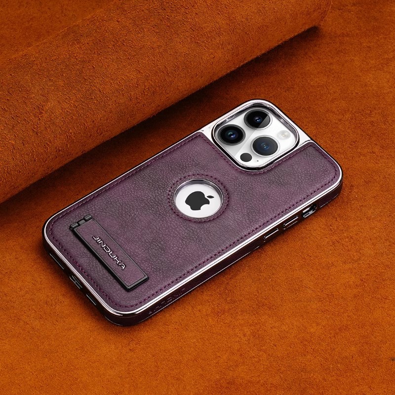 Luxury Leather Business Bracket Mobile Phone Case for iPhone